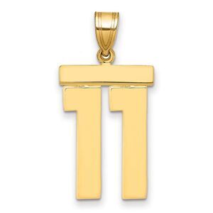 14k Yellow Gold, Athletic Collection, Large Polished Number 11 Pendant
